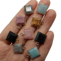 exquisite natural stone square black onyx pendant 11x15mm charm fashion agate jewelry diy crystal necklace earring accessories