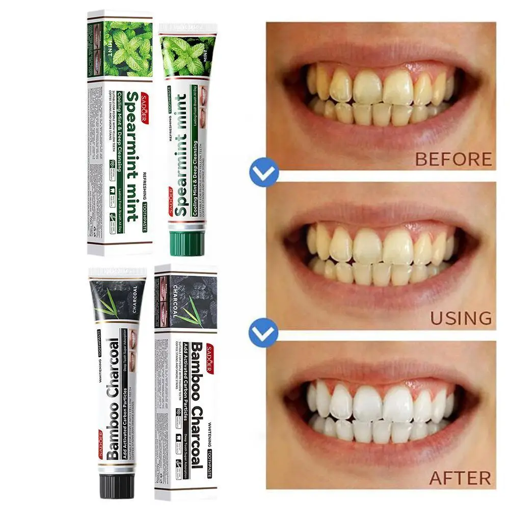 

100g Teeth Whitening Foam Toothpaste Removal Plaque Care Fresh Breath Brightening Teeth Teeth White J3M8