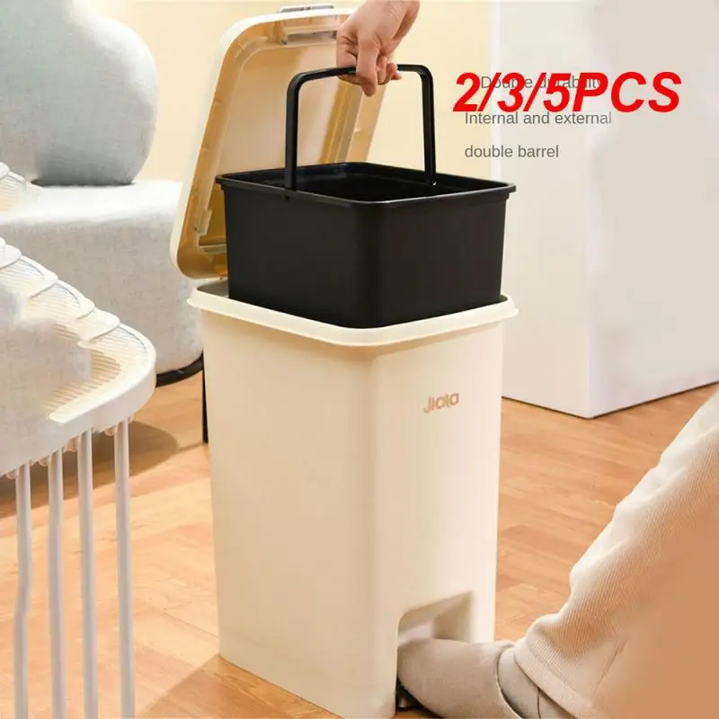 

2/3/5PCS Nordic Trash Can 8l Durable Pedal Type Mute Opening Closing Environmental Health Household Gadgets Lid Trash Can