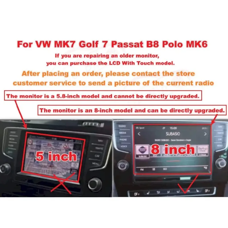 Фото Оригинальный 8-дюймовый ЖК-дисплей 5G6919605 для VW MK7 Golf 7, Passat B8, Polo MK6, Discovery (5G6919605A, 5G6919605B, 5G6919605E, F, A, B) №3