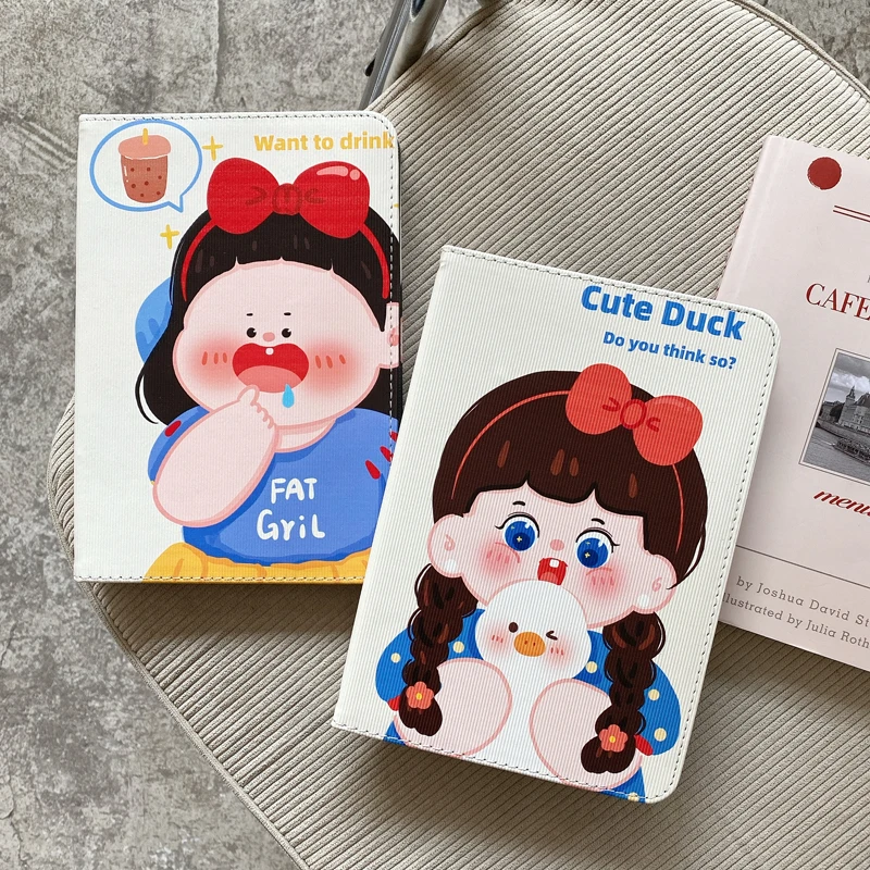 

Cute Fat Girl Duck Case for IPad 7th 8th 9th Generation 10.2 Inch Cover for Ipad Pro 11 10.5 2021 Air 4 3 Mini 6 5 9.7 2020 2019