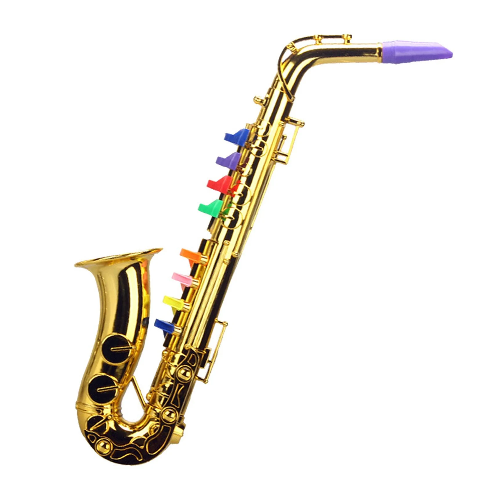 

Saxophone 8 Colored Keys Simulation Toy Props Play Mini Musical Wind Instruments for Children Party Birthday Toy Gold