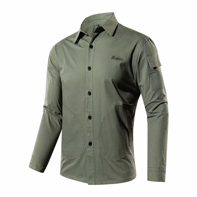 Men Shirts Workwear Long Sleeve Shirts Cotton Tops Casual Cotton Shirts