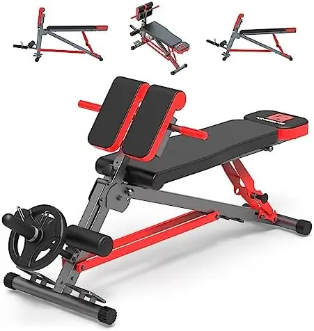 

Weight Bench,Utility Multi-Functional Roman Chair for Full Body Workout Purpose Foldable Incline and Flat & Decline Benchs L Bab