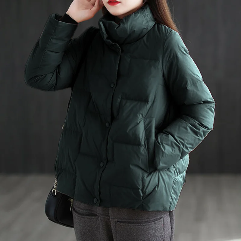 2021 New Stand-Collar Cotton Jacket Women Parkas Winter Loose All-Match Thick Warm Parka Padded Short Snow Coat Female Outerwear