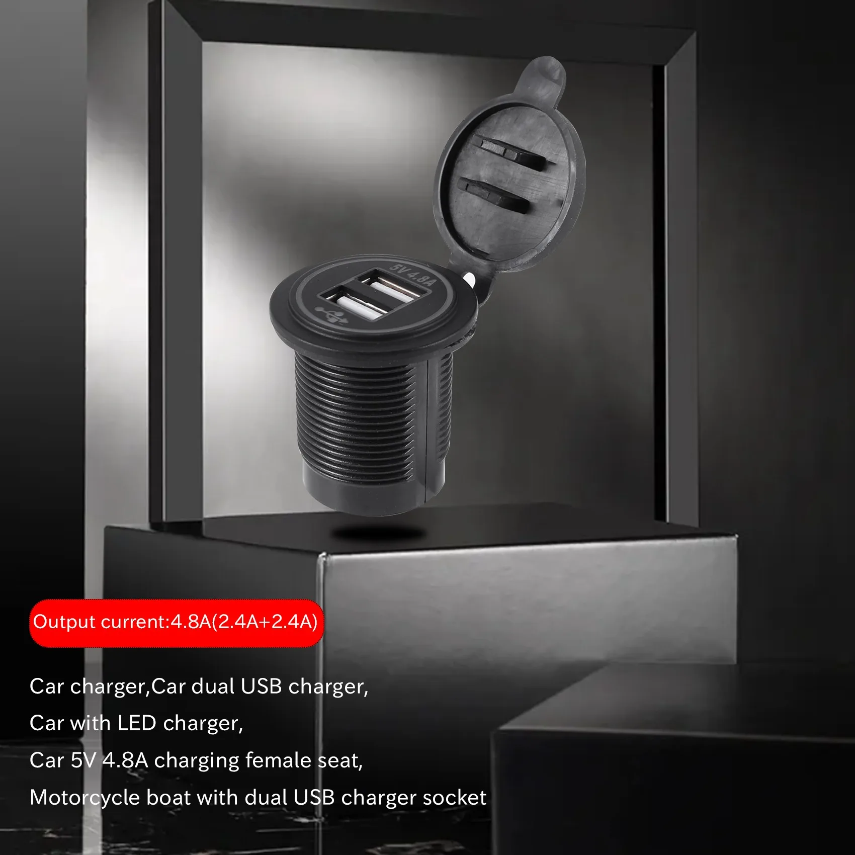Зарядное устройство с двумя Usb-портами 5 В 4 8 а для автомобиля 12 24