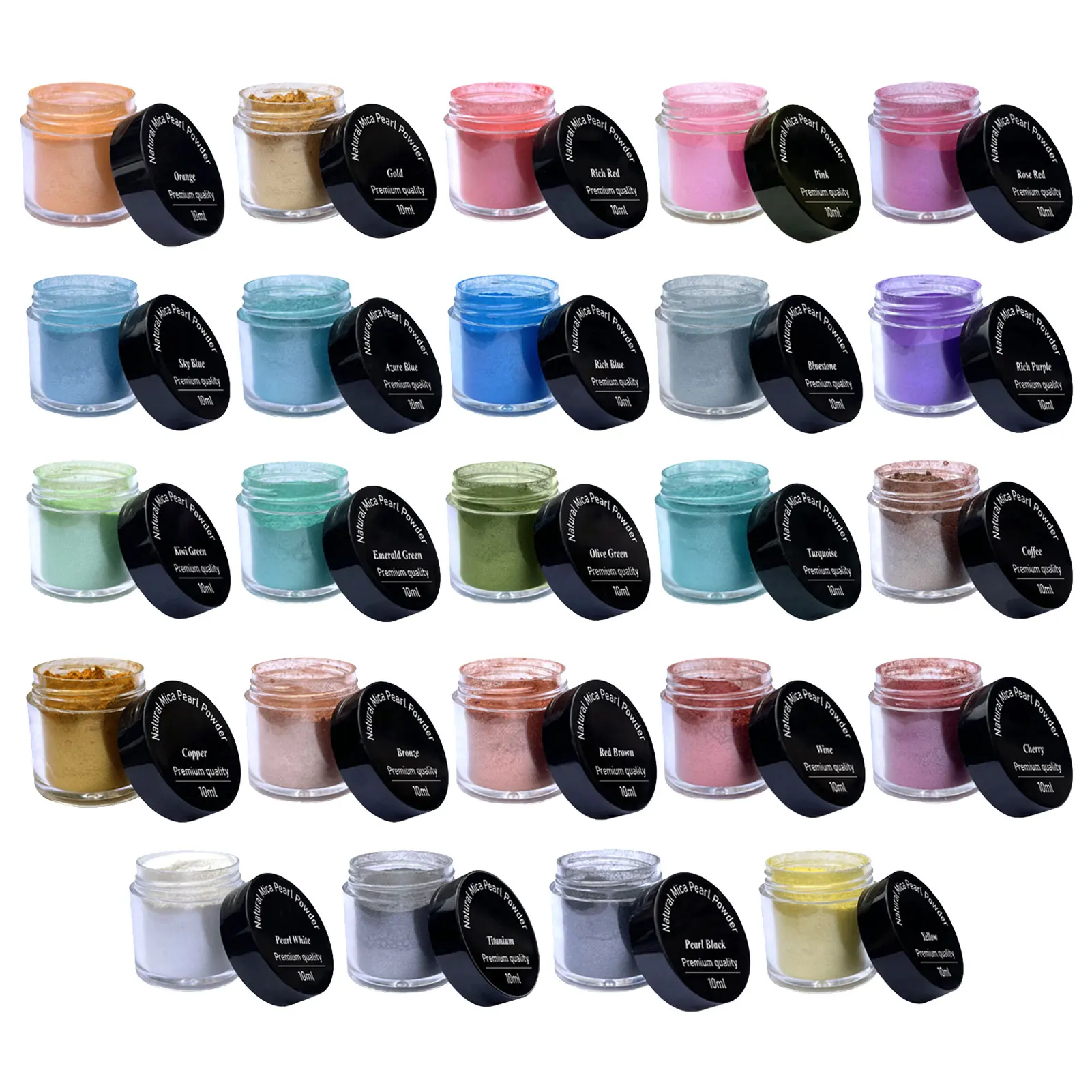

24 Colors Natural Mica Powder For Epoxy Resin 0.35oz/10g X 24 Bottle Glitter Resin Pigment Soap Coloring Powder Dye For