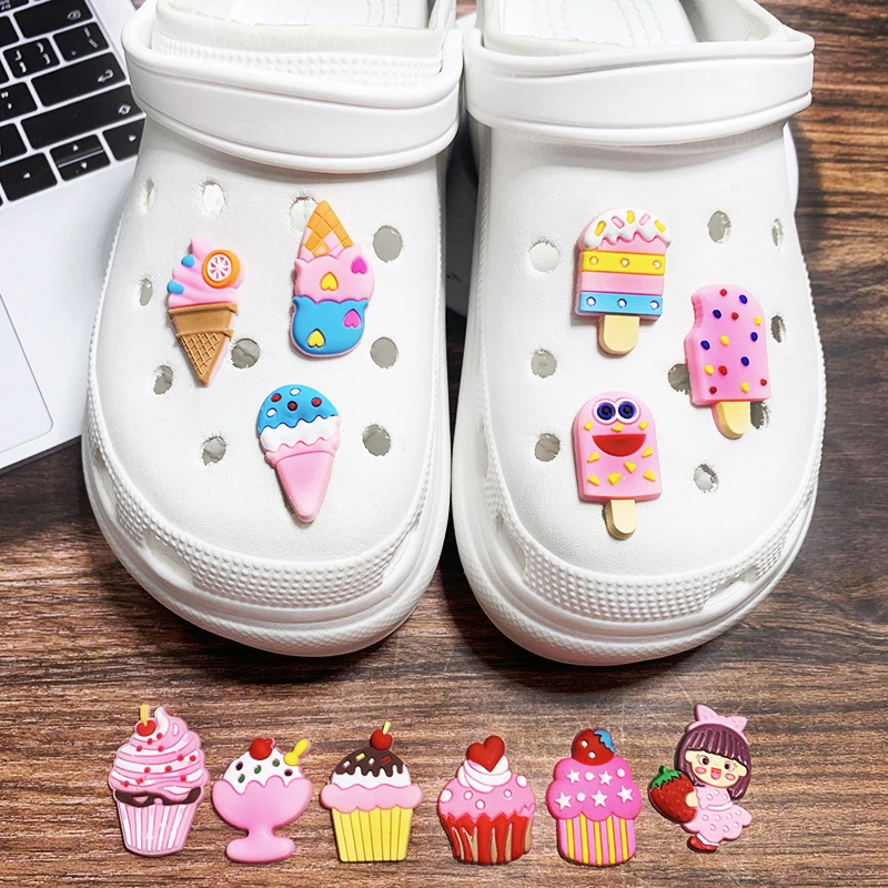 

Pink Shoe Chain Ice Cream Croc Shoe Charms for Shoes Decorations for Teenager Jibbit Set Hole Shoes Accessories Jitbitz Charm