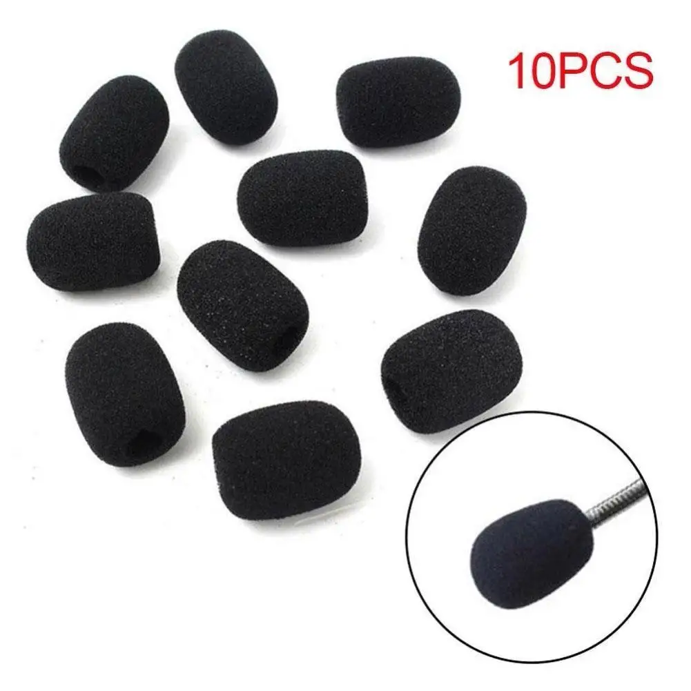 

10pcs Headset Microphone Pads Mini Replacement Foam Covers Black Mic Protector Windscreen Windshield Sponge Cover Microphone Pad