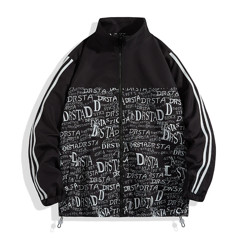 

Hip Hop Varsity Jacket Men High Street Patchwork Color Block Windbreaker Thin Coat Men Spring Autumn Casual College Print Jacket