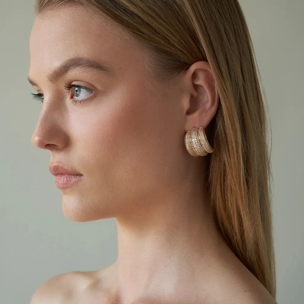 Итальянские дизайнерские Многослойные широкие серьги-капли в форме с