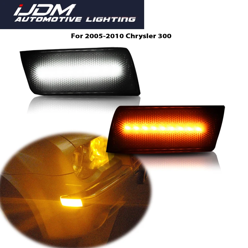 

For 2005-2010 1st generation Chrysler 300 Dual-color Amber & White LED Front Side Marker Lights Turn Signals / Driving Lights