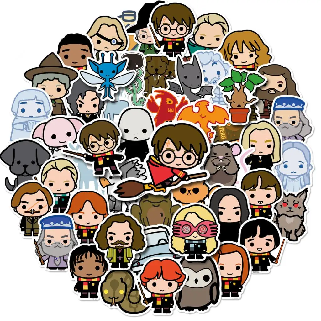 

50Pcs Trend Harri Potter Stickers Hogwarts School Badge Cartoon Figure Decals DIY Notebook Suitcase Fridge Waterproof Stickers