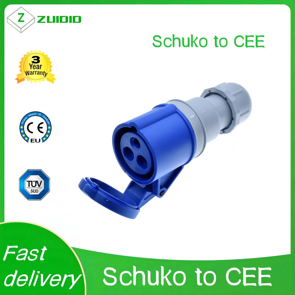

H05VV-F 1.5mm Cord 316P6 plug into Euro CEE7/3 Outlet Socket EU Schuko 2 prong plug to IEC309 316C6 Power Cable,16A 250V, IP44