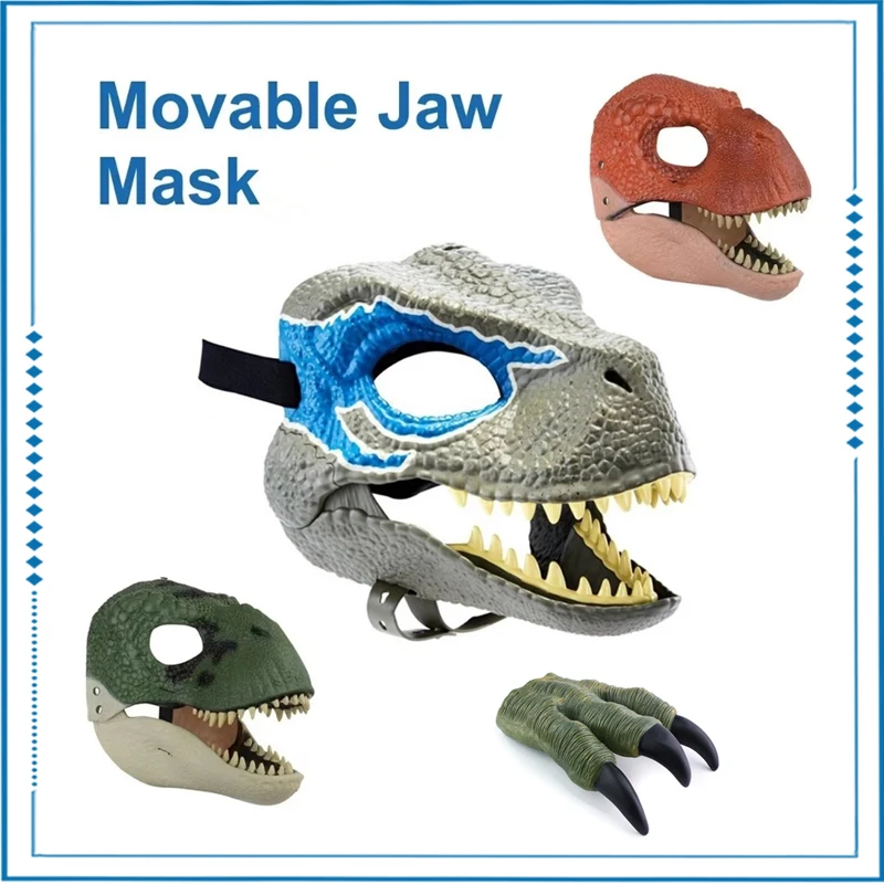

Halloween Dinosaur Mask Play Props Jurassic World Raptor Dinosaur Mask Halloween Cosplay Costume For Kids Festival Carnival Gift