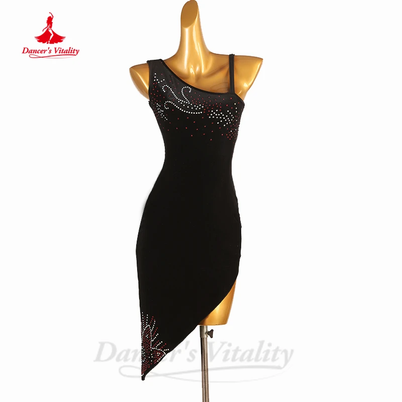 

Платье из спандекса для латиноамериканских танцев, женский костюм для латиноамериканских танцев на заказ