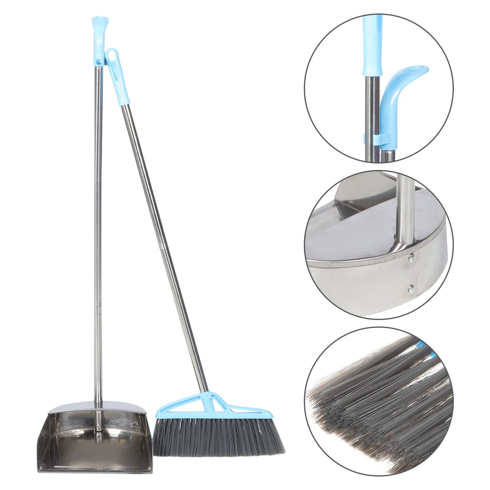 

Long Handle Dust Pan Upright Broom Office Dustpan Metal Floor Dust-proof Standing Cleaning Tools Brooms for home