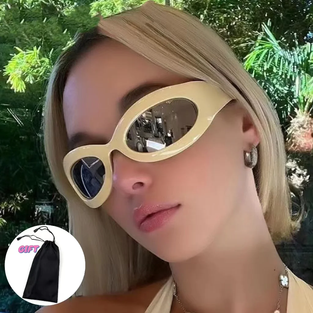 

Color Sports Sunglasses Retro Oval Frame Driving Sunglasses in Europe and America Men's and Women's Riding Anti Glare Glasses