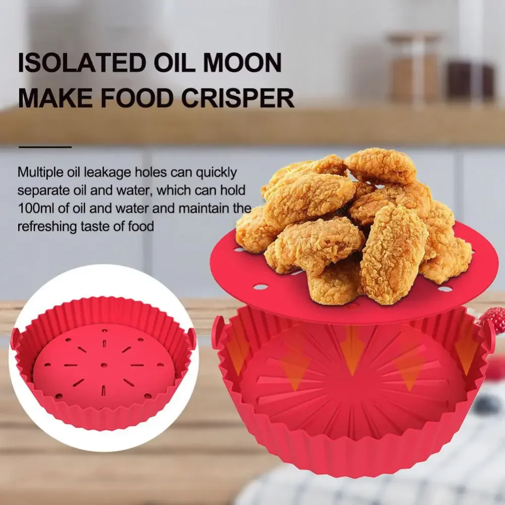 

Fryer Silicone Pot Pan Air Fryer Accessories Insulation Pad Reusable Silicone Baking Pot Baking Tool Air Fryer Baking Tray