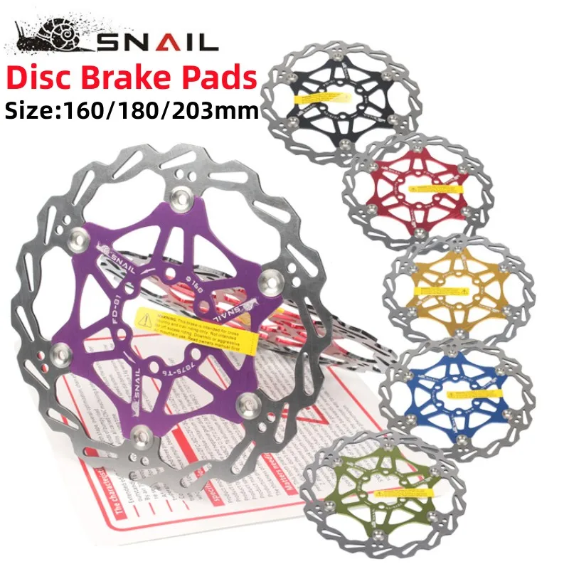 

SNAIL Floating Disc Brake Pads for Mountain Road Bike 160mm 180mm 203mm Six-nail Disc Rotor Floating Disc Brake Bicycle Rotors