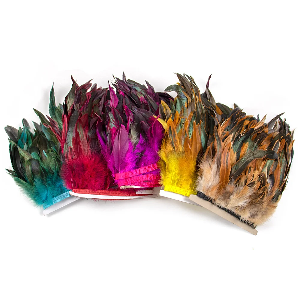 

1M Natural Rooster Chicken Pheasant Feather Trim Wedding Decor Carnival Sewing Clothes Dyed Rooster Plume Fringe Crafts 15-20CM