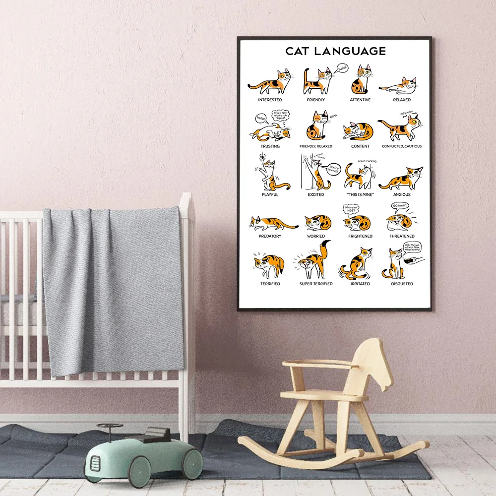 

Doggie Pose and Cat Language Wall Art Animal Canvas Painting Nordic Posters and Prints Wall Pictures Room Decor