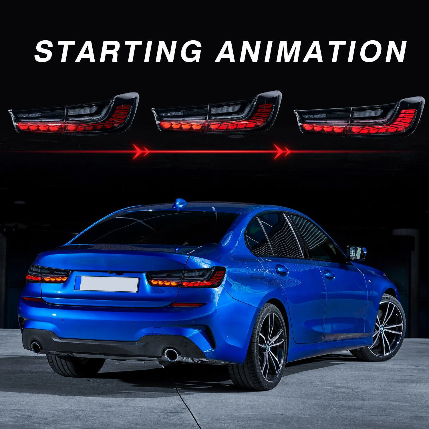 Фото Задние фонари указателя поворота подходят для BMW 3 серии 2019-2023 G20 G80 M3 GTS 330i 340i с весами дракона динамическая анимация ходовые огни №5
