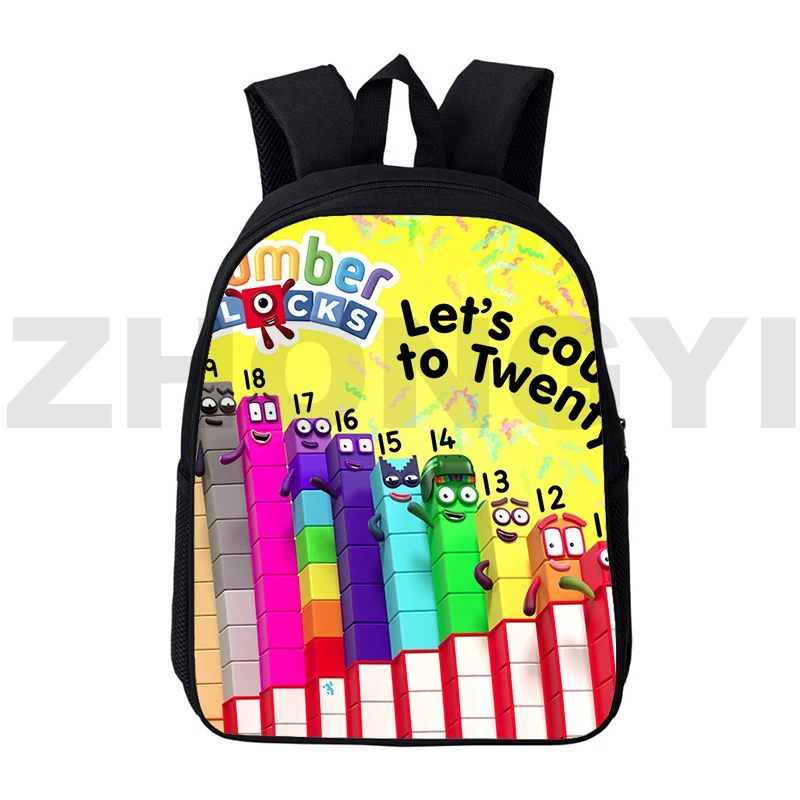 

12/16 Inch Numberblocks Game Backpack Harajuku School Back Pack for Boy Japan Style Travel Shoulder Bag 3D Number Blocks Bookbag