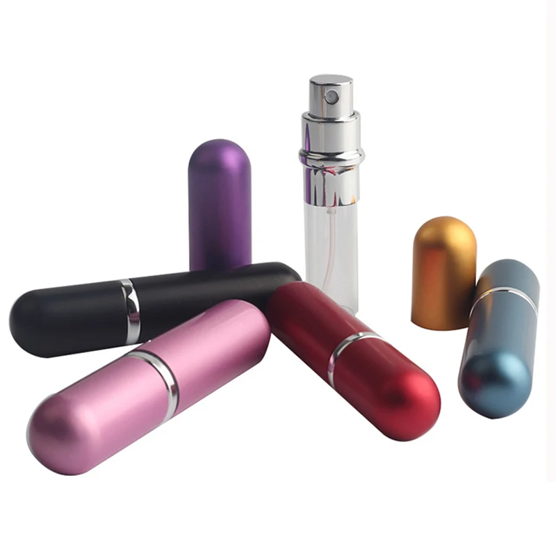 

Hot 5ml Portable Perfume Bottle Mini Aluminum Perfume Spray Bottle Travel Container with Empty Atomizer Refillable Bottles