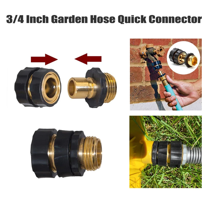 

3/4 Inch Garden Hose Quick Connector Water Hose Fitting Male and Female Pipe Coupler for Garden Irrigation System