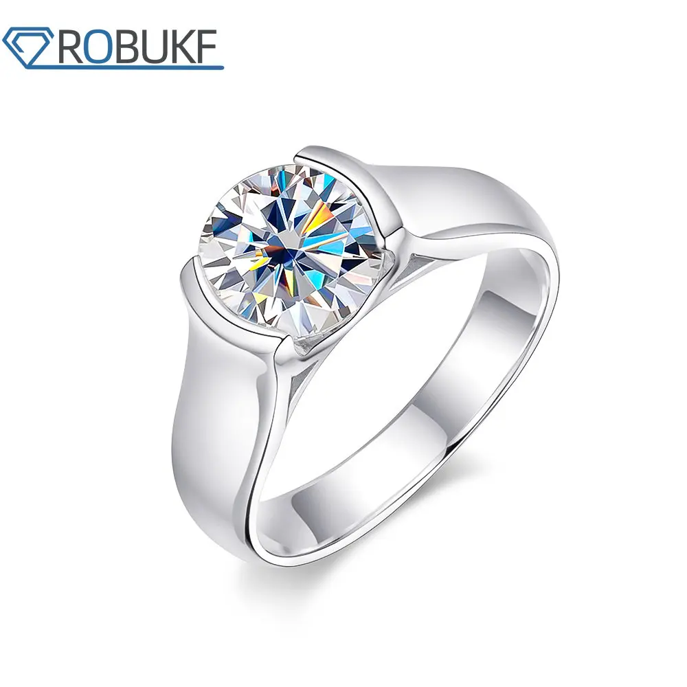 

2CT D Color Moissanite Diamond Ring For Women 925 Sterling Silver 18K White Gold Plated Brief Fashion Engagement Wedding Jewelry