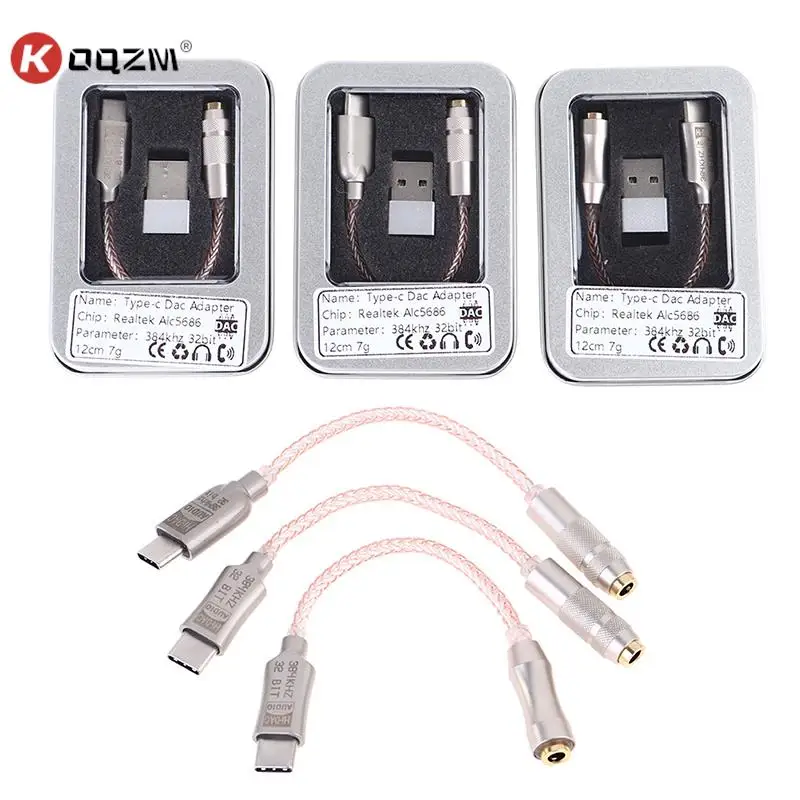 

1pc USB Type C To 3.5mm Angeldac Earphone Amplifie Digital Decoder AUX Audio Cable HiFi Adapter Converter Iron Box Gift Package