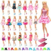 fashion 60 itemsset doll accessories20 dolls dresses random 20 shoes20 hangers clothes for barbie birthday gift best girl