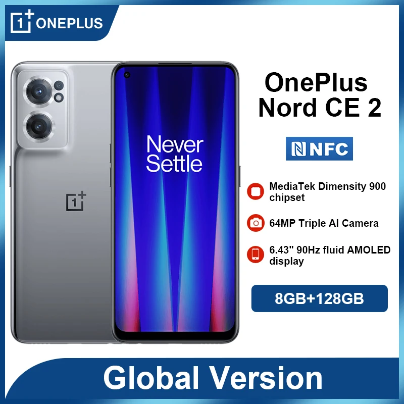 OnePlus Nord CE 2 5G Smartphone MediaTek Dimensity 900 65W SuperVOOC Charging Mobilephone 64MP Camera NFC Cellphone
