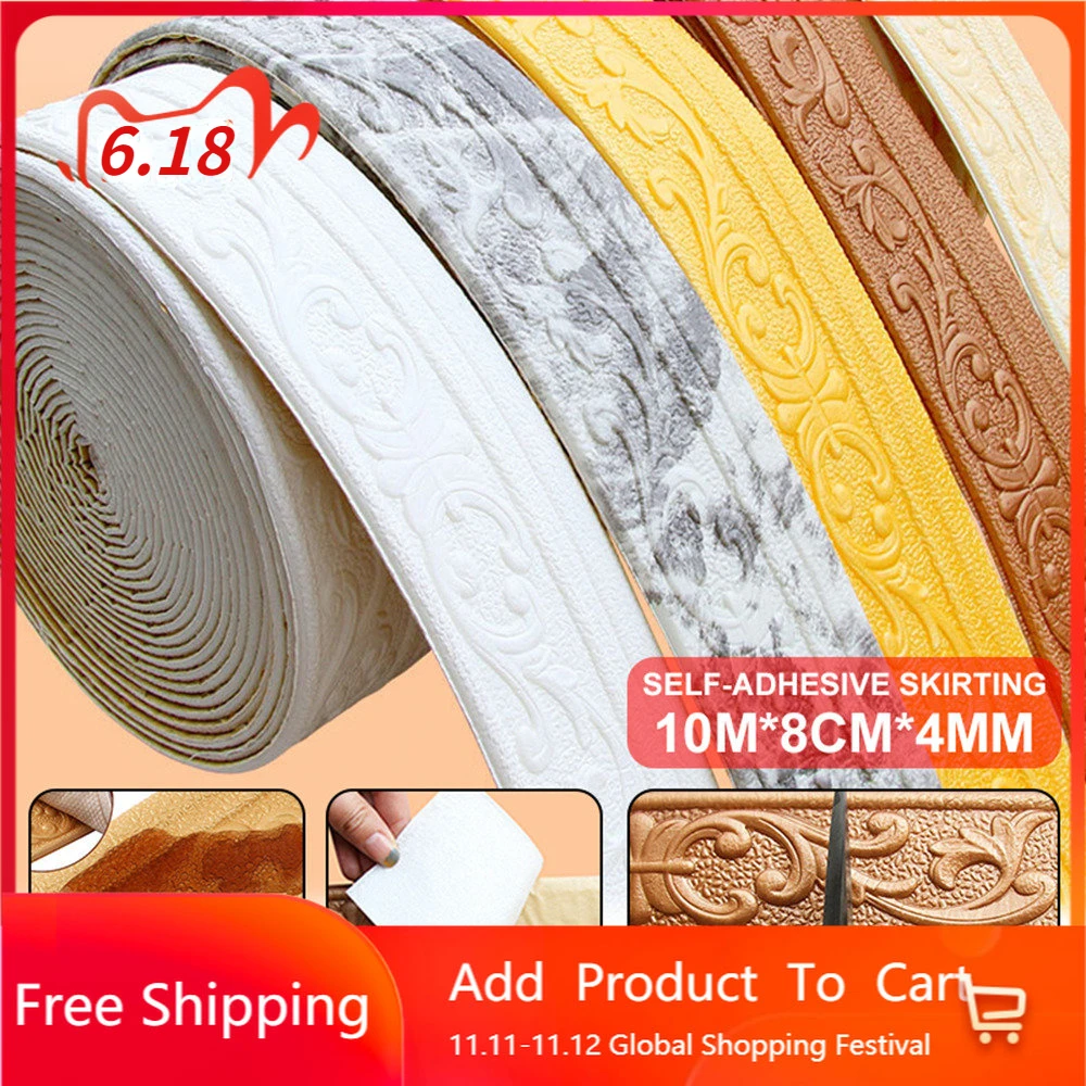 

10m 3D Foam Wall Stickers Self Adhesive Waterproof Baseboard Wallpaper Border Sticker Living Room Bedroom Home Wall Decorations