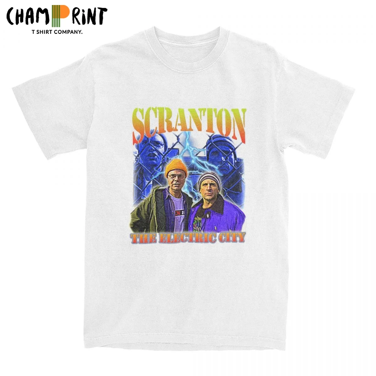 

Scranton The Electric City Dwight Schrute T-Shirt for Men O Neck Cotton T Shirt the Office Short Sleeve Tees Plus Size Clothes