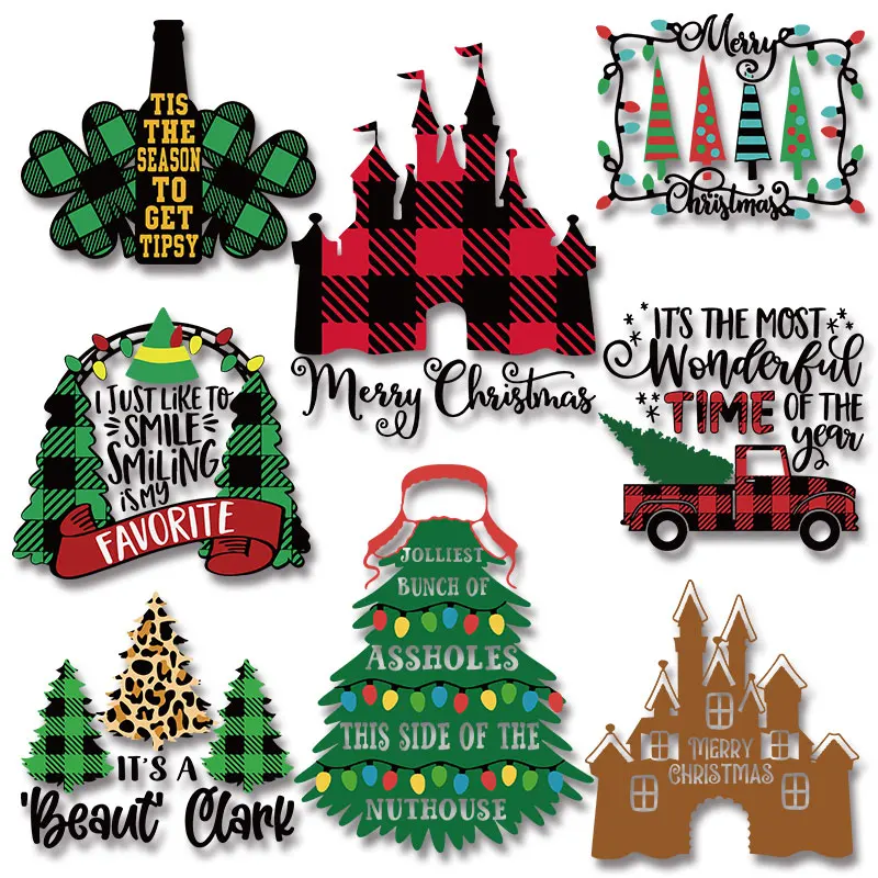 

Beautiful christmas tree Vinyl Sticker For Clothes heart iron on patch Washable firm and fadeless sticker