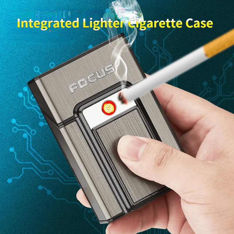 

2022 New Tungsten Wire Lighter Windproof Men's Cigarette Lighter Creative Pack Of 20 Cigarette Cases Integrated Lighters Gifts