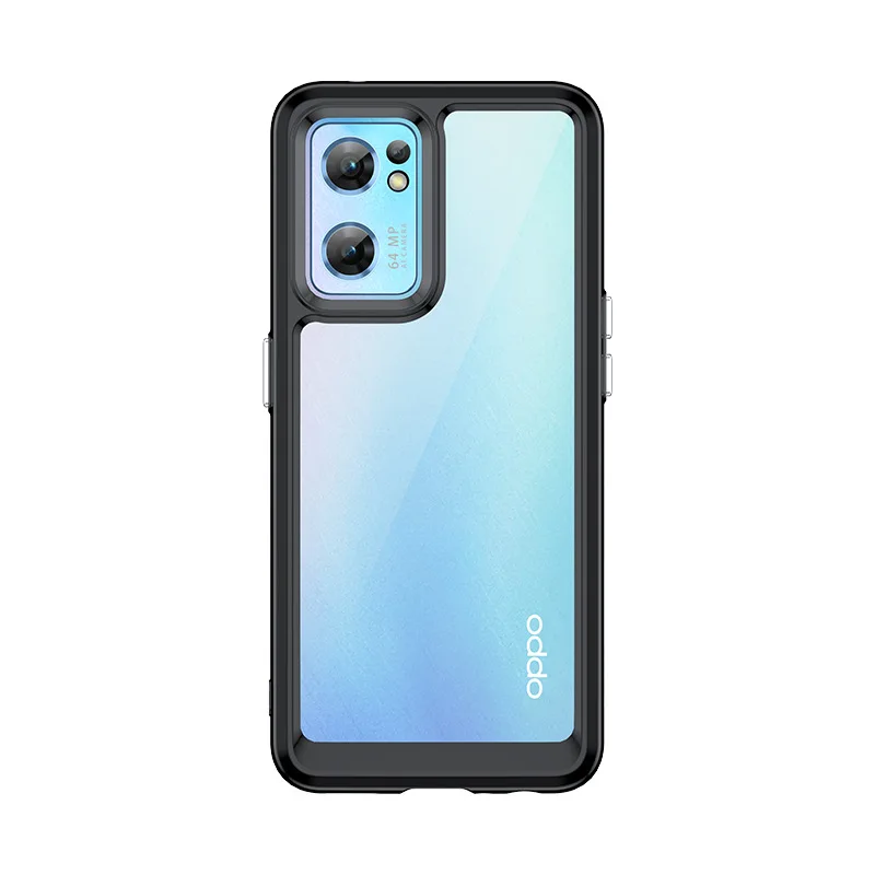 

For Oppo Reno7 Case Candy Clear Color Soft TPU Bumper Anti-Scratch Hard Acrylic Back Cover Hybrid 2 in 1 Shockproof