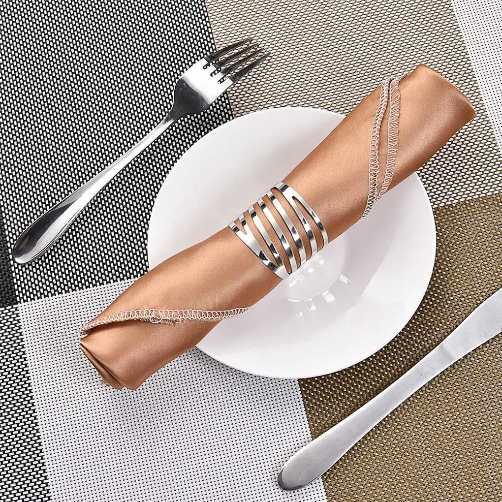 

12pcs Wedding Napkin Rings Table Decoration Hollow Out Family Gatherings Everyday Use Napkin Buckle Holder Party Decor
