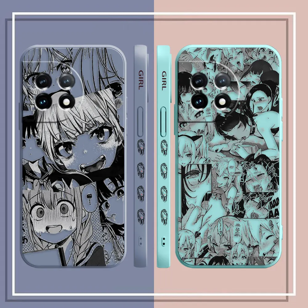Phone Case For Oneplus 11 10 9 9R 9RT 8 8T 7 7T 5 5T 6 ACE 2 NORD Pro Liquid Case Funda Cqoue Shell Cute Kawaii Nifty Girl Anime