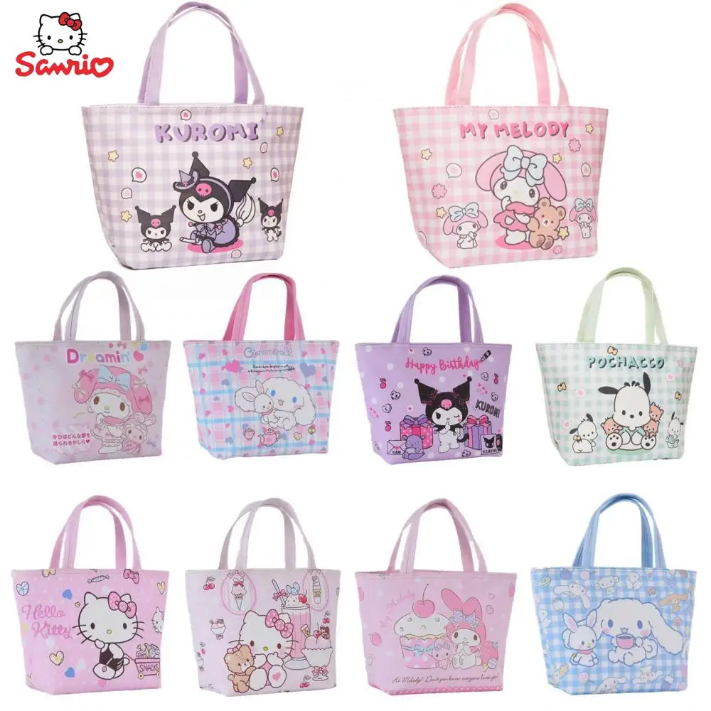 

New Kawaii Sanrios Accessories Hello Kittys Cinnamoroll Kuromi Cartoon Insulation Lunchbox Bag Students Bento Bag Children Gifts