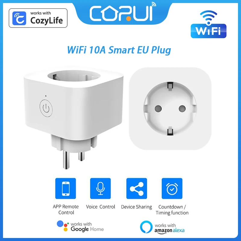 

Смарт-розетка CoRui с голосовым управлением, Wi-Fi, 10 А