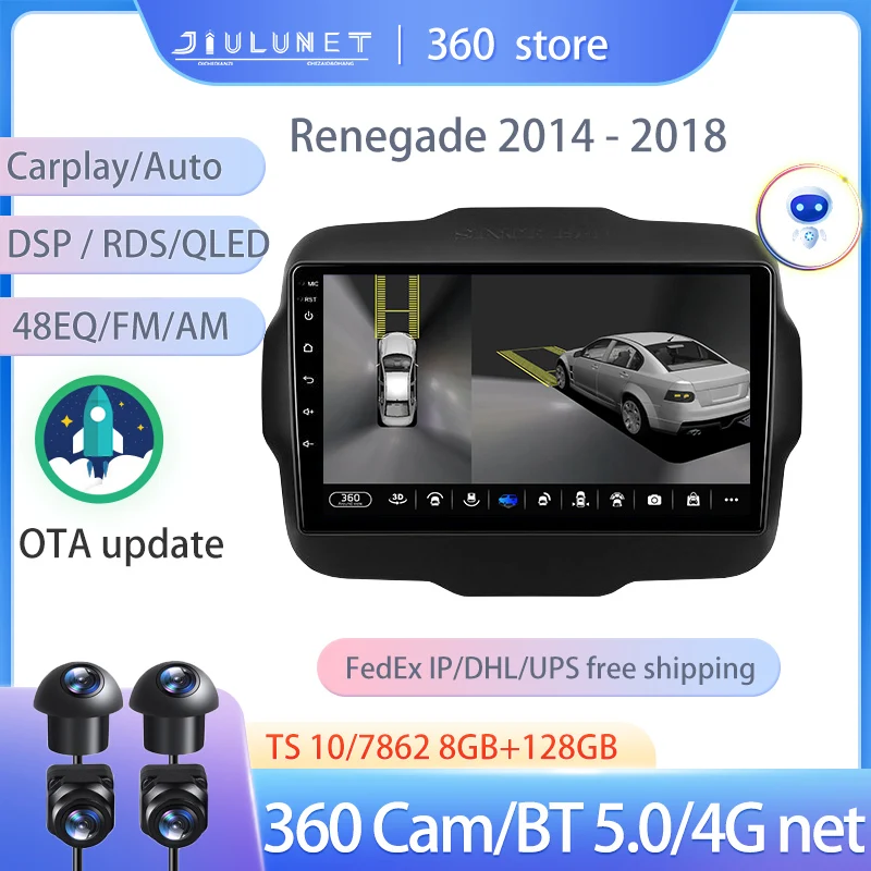 

JIULUNET Smart Stereo Android Auto 360 Cam Radio For Jeep Renegade 2014 - 2018 Multimedia Navigation Carplay
