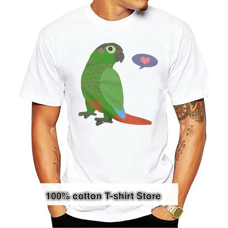 

2019 Fashion Green Cheek Conure T-Shirt Mens Parrot Lover Bird Gift Tees