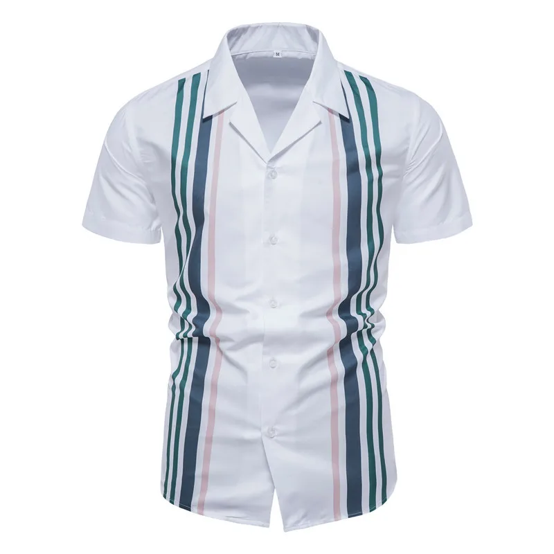 

Men's Polo Short Sleeve Shirt 2022 New Fashion Casual V-Neck Short Sleeve Vertical Striped Shirt Polo Men's Shirt