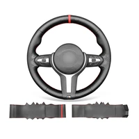 diy custom black leather pu carbon fiber car steering wheel cover warp for bmw f30 f34 f22 f23 f32 f33