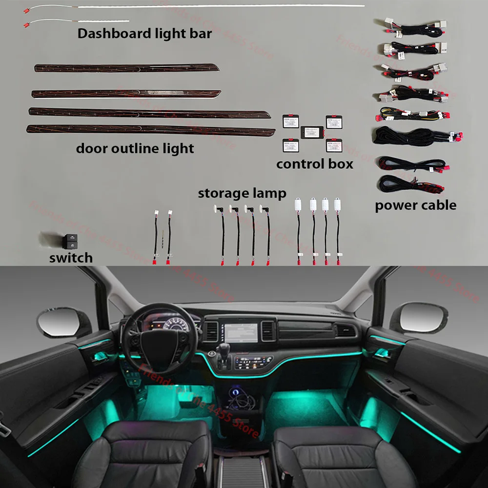 

Подходящая для Honda Odyssey/Allison 2015-2021 атмосферная лампа светодиодсветодиодный Footwell Центральная лампа управления углеродный стиль Полный автом...