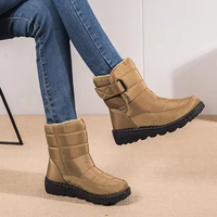 2022 new winter high top plush boots water proof hook loop plus velvet womens shoes long tube outdoor snow boots