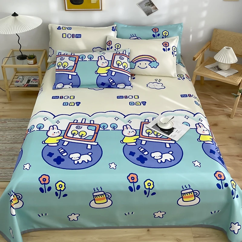

Cool Sleeping Mat Easy-to-clean Printing Foldable Summer Kid Fall Pillowcase Ice Silks Mattress Sheets For Household Use Bed Mat
